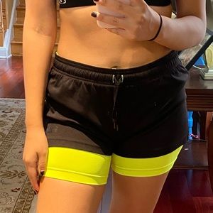Fila lime green and black athletic shorts